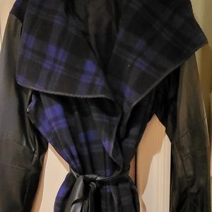 Plus Size wool and faux leather Wrap jacket